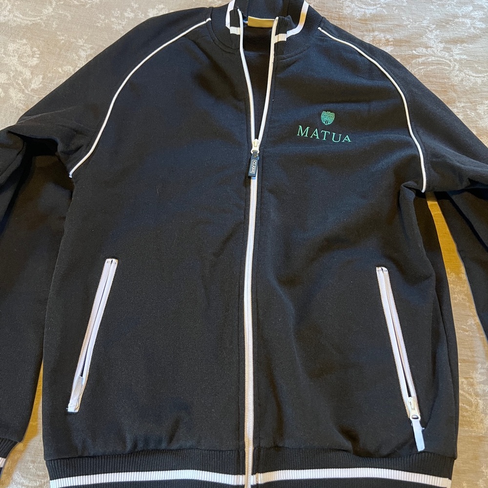 Black Track Jacket with White Trim